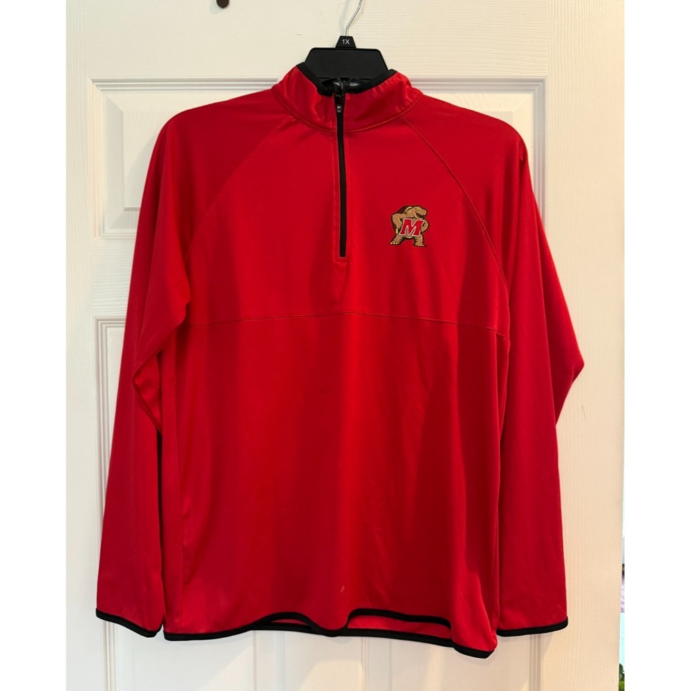Colosseum Maryland Terrapins Red Quarter Zip Pullover Size Medium